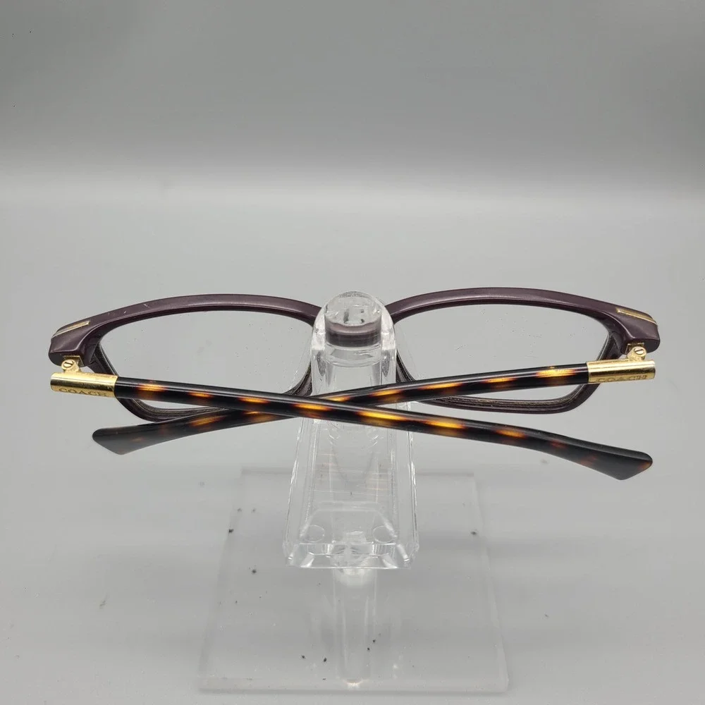 Coach HC 6077 Eyeglasses Purple Dark Tortoise Gold Logo Rectangular Frames 51-15
